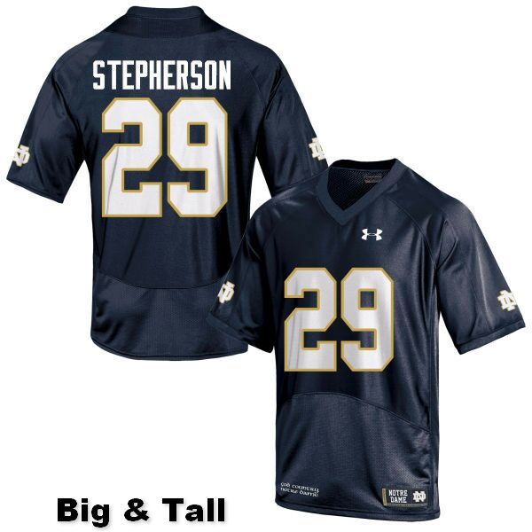 Men's NCAA Notre Dame Fighting Irish #29 Kevin Stepherson Stitched College Under Armour Authentic Navy Blue Big & Tall Football Jersey QB10V11TT